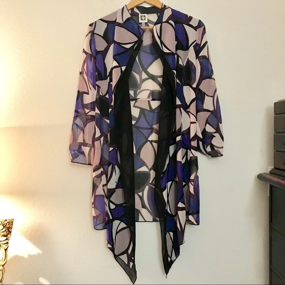 New Anne Klein Sheer Open Front Cardigan